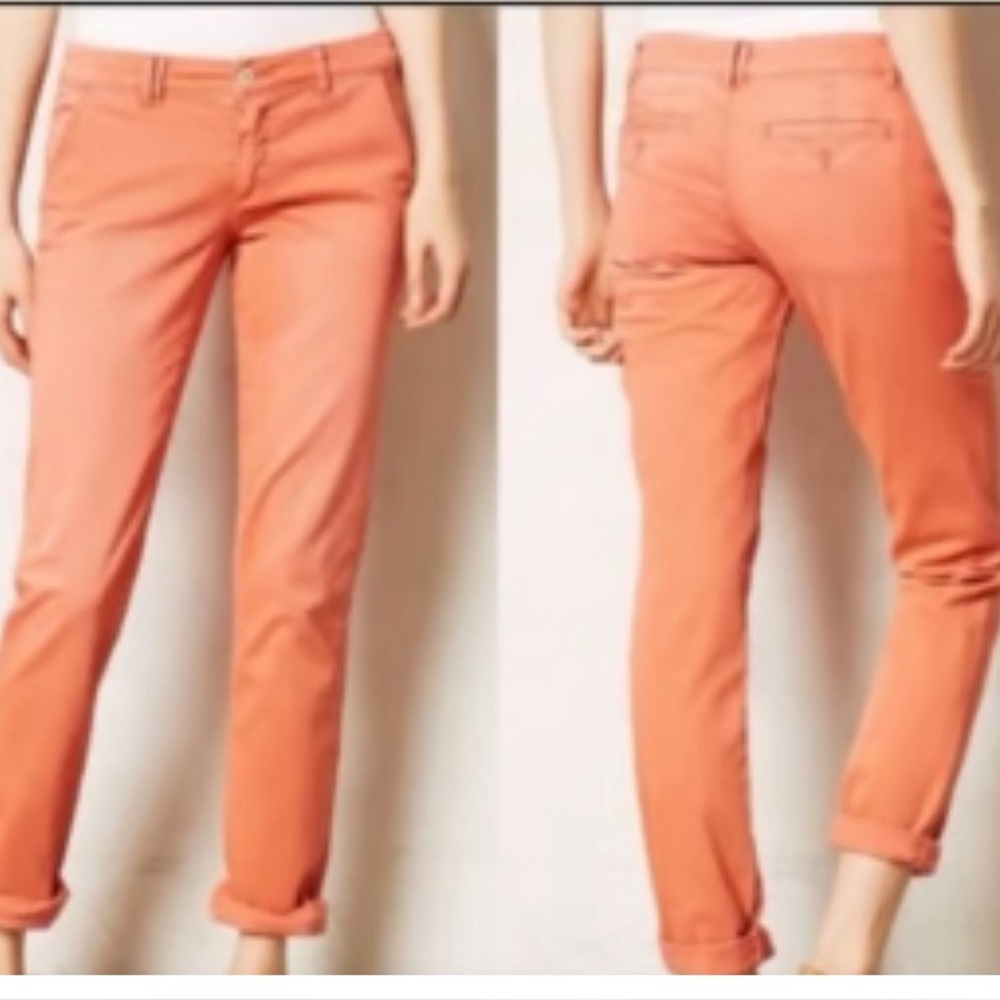 Anthropologie Pilcro and the Letterpress Fit Hyphen Orange Ankle Cropped Pants